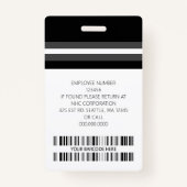 Aangepaste naam werknemer, foto, streepjescode, Lo Badge (Achterkant)
