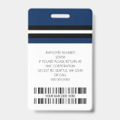 Aangepaste naam werknemer, foto, streepjescode, Lo Badge (Achterkant)