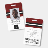 Aangepaste naam werknemer, foto, streepjescode, Lo Badge (Voor- en achterkant)