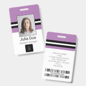 Aangepaste naam werknemer, foto, streepjescode, Lo Badge (Voor- en achterkant)