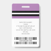 Aangepaste naam werknemer, foto, streepjescode, Lo Badge (Achterkant)
