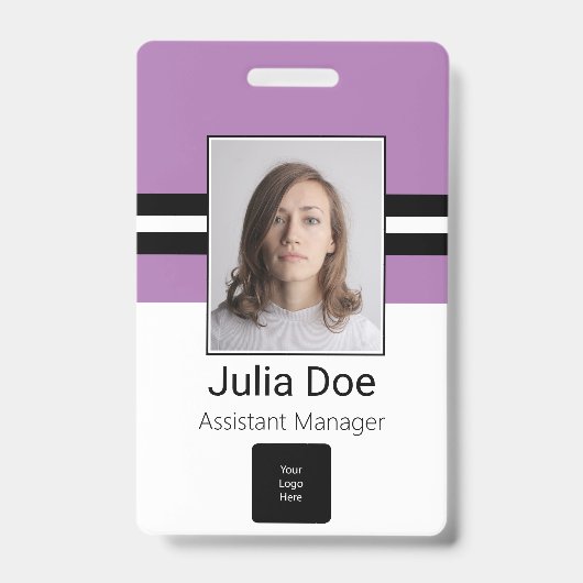 Aangepaste naam werknemer, foto, streepjescode, Lo Badge (Voorkant)