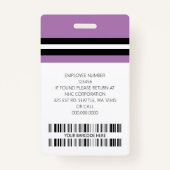 Aangepaste naam werknemer, foto, streepjescode, Lo Badge (Achterkant)