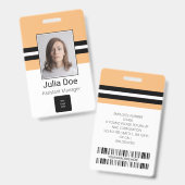 Aangepaste naam werknemer, foto, streepjescode, Lo Badge (Voor- en achterkant)
