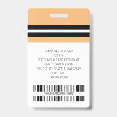 Aangepaste naam werknemer, foto, streepjescode, Lo Badge (Achterkant)