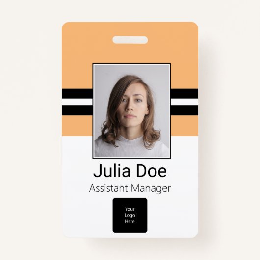 Aangepaste naam werknemer, foto, streepjescode, Lo Badge (Voorkant)