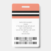Aangepaste naam werknemer, foto, streepjescode, Lo Badge (Achterkant)