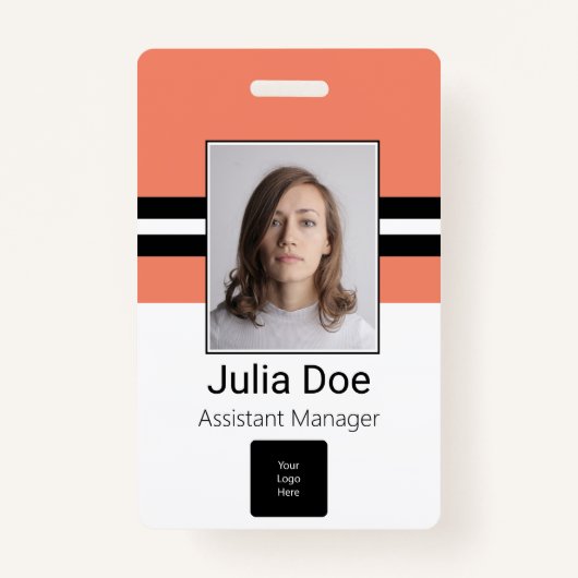 Aangepaste naam werknemer, foto, streepjescode, Lo Badge (Voorkant)