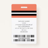 Aangepaste naam werknemer, foto, streepjescode, Lo Badge (Achterkant)