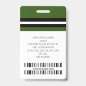 Aangepaste naam werknemer, foto, streepjescode, Lo Badge (Achterkant)