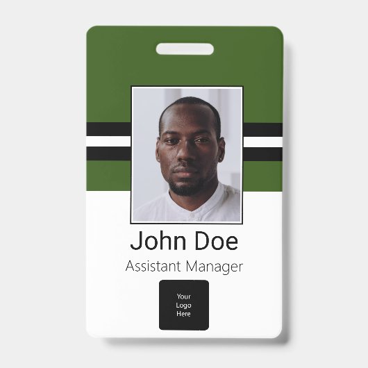 Aangepaste naam werknemer, foto, streepjescode, Lo Badge (Voorkant)