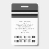 Aangepaste naam werknemer, foto, streepjescode, Lo Badge (Achterkant)