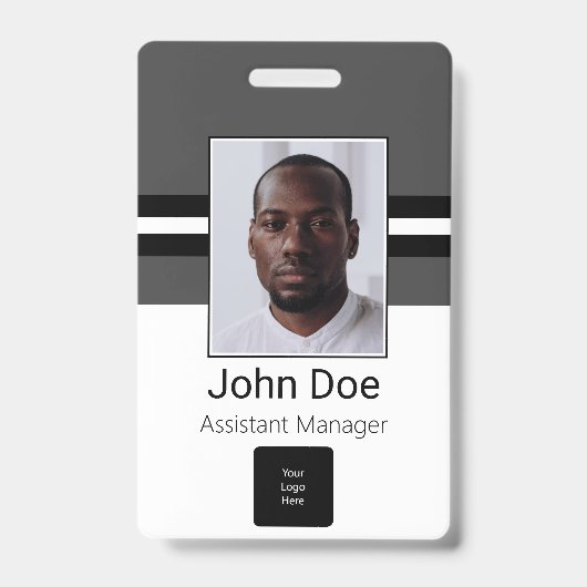 Aangepaste naam werknemer, foto, streepjescode, Lo Badge (Voorkant)