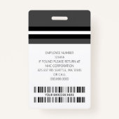 Aangepaste naam werknemer, foto, streepjescode, Lo Badge (Achterkant)