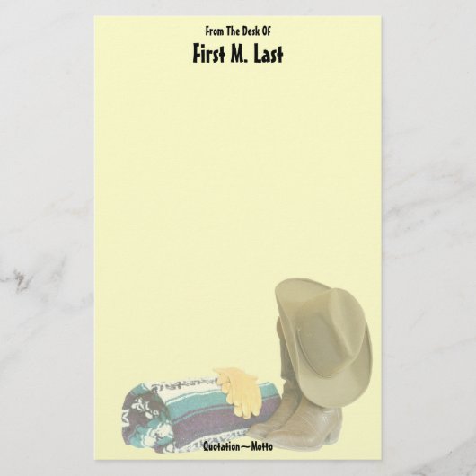 Aangepaste naam Western Cowboy Pet Boot Blanket Gh Briefpapier (Voorkant)