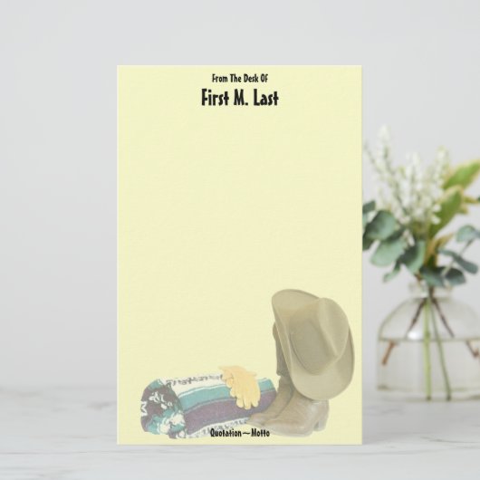 Aangepaste naam Western Cowboy Pet Boot Blanket Gh Briefpapier (Staand voorkant)