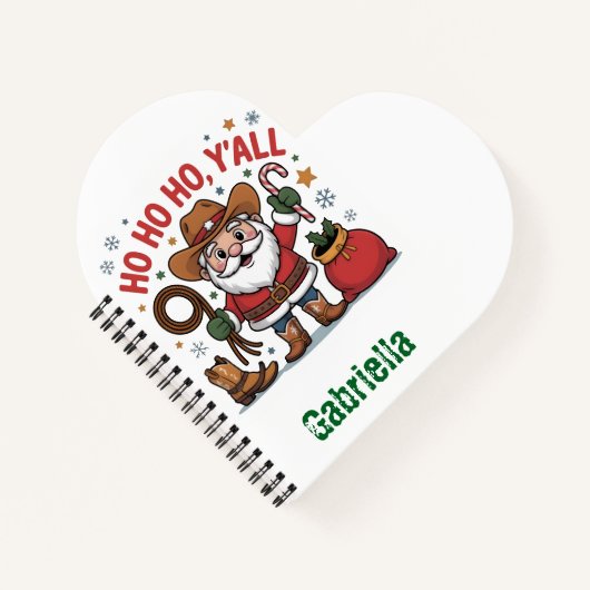 Aangepaste naam western thema Kerstman Kerstmis Notitieboek (Voorkant)