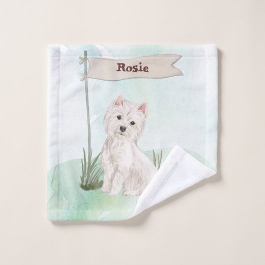 Aangepaste naam Westie Pet Dog Bad Handdoek (Wasdoekje)