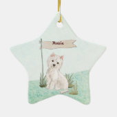 Aangepaste naam Westie Pet Dog Keramisch Ornament (Achterkant)