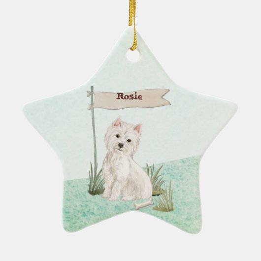 Aangepaste naam Westie Pet Dog Keramisch Ornament (Achterkant)