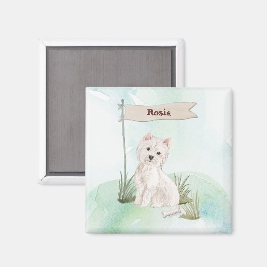 Aangepaste naam Westie Pet Dog Magneet (Voorkant / Achterkant)