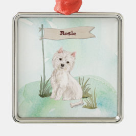 Aangepaste naam Westie Pet Dog Metalen Ornament