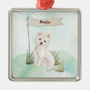 Aangepaste naam Westie Pet Dog Metalen Ornament