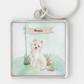 Aangepaste naam Westie Pet Dog Sleutelhanger (Voorkant)