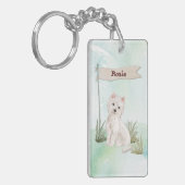 Aangepaste naam Westie Pet Dog Sleutelhanger (Voorkant Links)