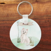 Aangepaste naam Westie Pet Dog Sleutelhanger (Voorkant)