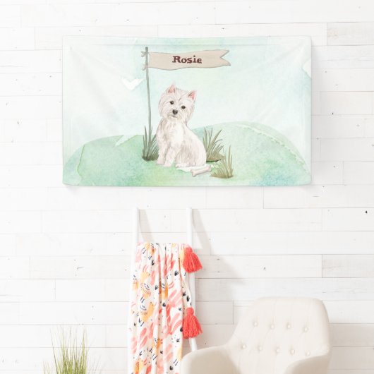 Aangepaste naam Westie Pet Dog Spandoek (Insitu)