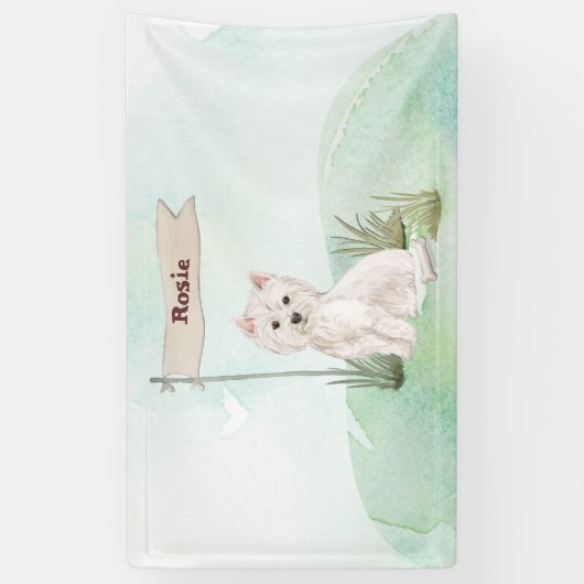 Aangepaste naam Westie Pet Dog Spandoek (Verticaal)