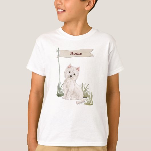 Aangepaste naam Westie Pet Dog T-shirt (Voorkant)