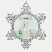 Aangepaste naam Westie Pet Dog Tin Sneeuwvlok Ornament (Voorkant)