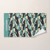 Aangepaste naam Whales Patroon Bad Handdoek (Handdoek)