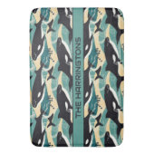 Aangepaste naam Whales Patroon Badmat (Voorkant Verticaal)