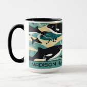 Aangepaste naam Whales Patroon Mok (Links)