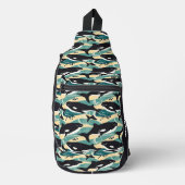 Aangepaste naam Whales Patroon Sling Bag (Voorkant)