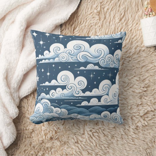 Aangepaste naam Whimsical Blue Celestial Baby Boy Kussen (Deken)