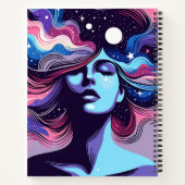 Aangepaste naam Whimsical Cosmic Hair Dromerige st Notitieboek (Achterkant)