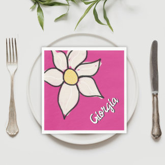 Aangepaste naam Whimsical Daisy Bloemige Baby Show Servet