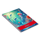 Aangepaste naam Whimsical Floral Coral Reef Poinse Notitieboek (Rechterzijde)