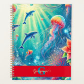 Aangepaste naam Whimsical Floral Coral Reef Poinse Planner (Voorkant)