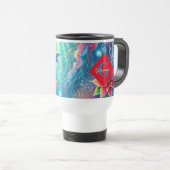 Aangepaste naam Whimsical Floral Coral Reef Poinse Reisbeker (Voorkant rechts)