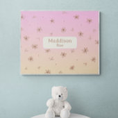Aangepaste Naam Whimsical Nursery Roze Geel Bloeme Poster