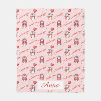 Aangepaste naam Whimsical Pinguïn Kinderen Fleece  Deken