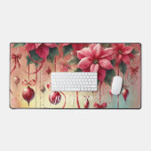 Aangepaste naam Whimsical Poinsettia Christmas Bau Bureaumat (Keyboard & Muis)