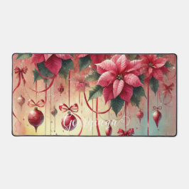 Aangepaste naam Whimsical Poinsettia Christmas Bau Bureaumat