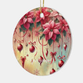 Aangepaste naam Whimsical Poinsettia Christmas Bau Keramisch Ornament (Links)