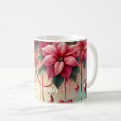 Aangepaste naam Whimsical Poinsettia Christmas Bau Koffiemok (Voorkant rechts)